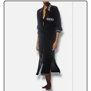 Solid and striped oxford maxi embroidery